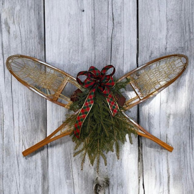 1950’s Tubbs Vermont Wood Snowshoes 10X56-2 Original rawhide lacings and leather shoes harnesses. Tall at 4’8”. An...