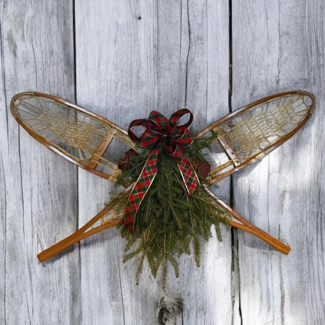 1950’s Tubbs Vermont Wood Snowshoes 10X56-2 Original rawhide lacings and leather shoes harnesses. Tall at 4’8”. An...