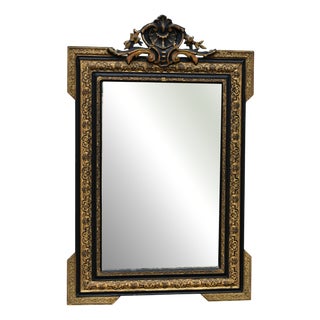 Napoleon III Empire Ebonised and Gilt Wood Mirror For Sale