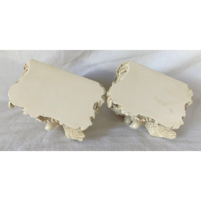 Pair Ornate Ivory Bird Berries Foliage Curtain Draperies Rod Pole Holders For Sale In West Palm - Image 6 of 10