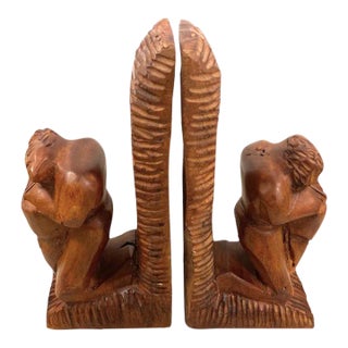 1970s Hand Carved Bookends - a Pair For Sale