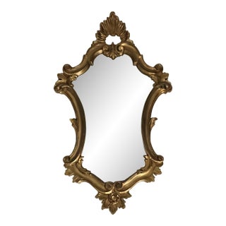 Italian Rococo Baroque Gold Guild Depose Made in Italy 26” Mirror For Sale