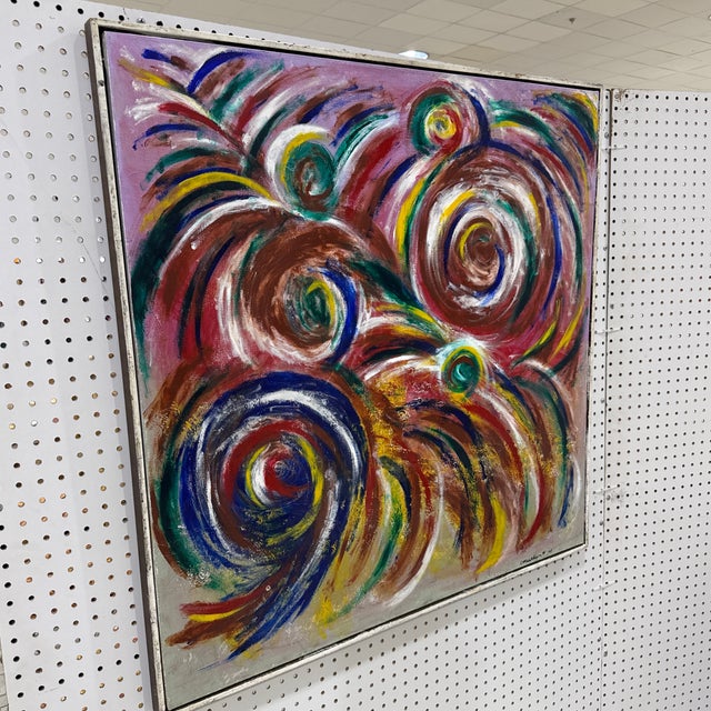 Beautiful abstract painting good colors and size to it! Great to add some depth and colors to any room!