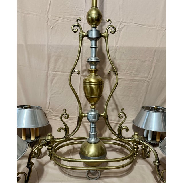 Early 20th Century Large Georgian Bouillotte Style Brass & Metal 4 Arm (20 Light) Billiard/Snooker Table Light For Sale - Image 4 of 12