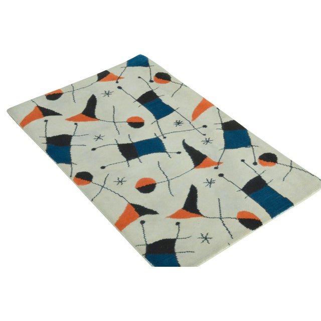 Rug & Kilim Rug & Kilim’s Contemporary Rug With Pictorials in Blue, Orange & Beige For Sale - Image 4 of 8