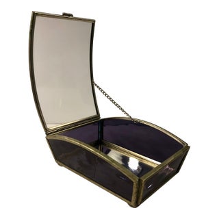 Mexican Purple Decorative Box With Mirrored Insert For Sale