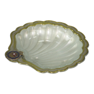 Dish Plate M.V. Georgic (1932) White Star Line (Crest) Silver Plate Glass Shell