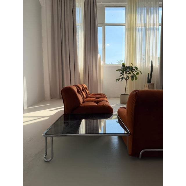 Textile Italian Modernism Burnt Orange Modular Sofa, 1970s For Sale - Image 7 of 9