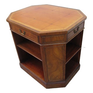 1920s Henredon Mahogany Leather Bookcase End Table Designer For Sale