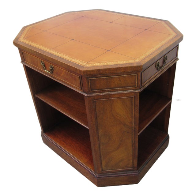 1920s Henredon Mahogany Leather Bookcase End Table Designer For Sale