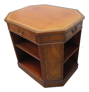 1920s Henredon Mahogany Leather Bookcase End Table Designer
