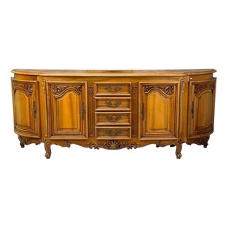 French Provincial, Monumental Sideboard, Wood, Brass, France, 1960s For Sale