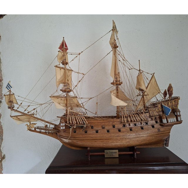 Wood Large Model of the Ship La Couronne French Vessel, 1636 For Sale - Image 7 of 9