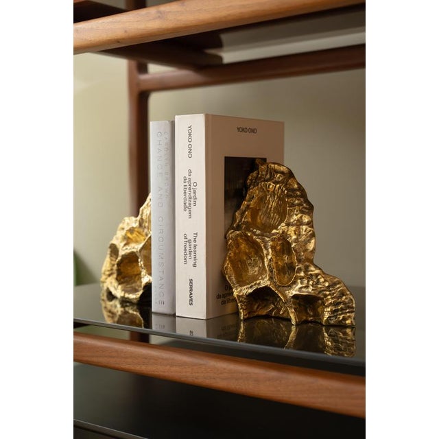Metal Lotus Brass Bookstands by Maeve, Set of 2 For Sale - Image 7 of 10