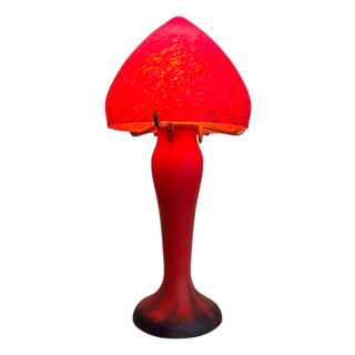 Art Nouveau Glass Paste and Brass Lamp, 1930 For Sale