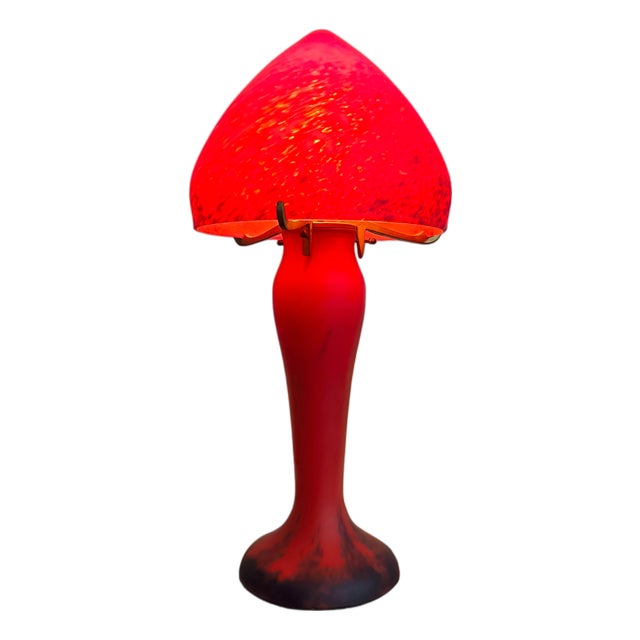 Art Nouveau Glass Paste and Brass Lamp, 1930 For Sale