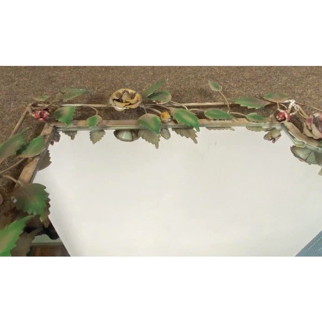 French Wrought Iron Mirror with Roses, 1970s For Sale - Image 14 of 18