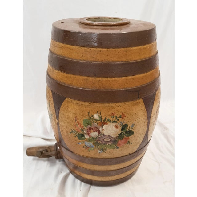 19th Century Primitive Americana Painted Redware Cold Water Crock For Sale In New York - Image 6 of 12
