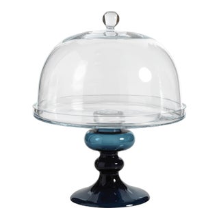 Vellerti Glass Cake Stand, Blue For Sale