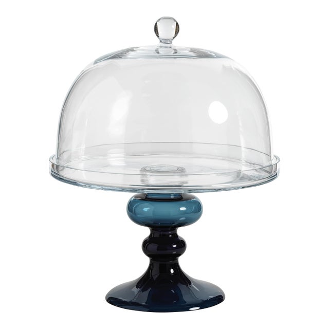 Vellerti Glass Cake Stand, Blue For Sale
