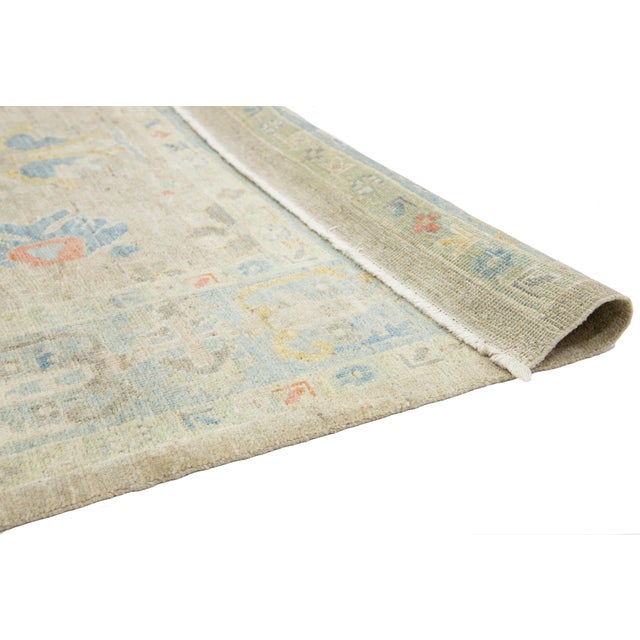 Apadana's Modern Designed Sultanabad Room Size Wool Rug Handmade in Beige For Sale - Image 4 of 10