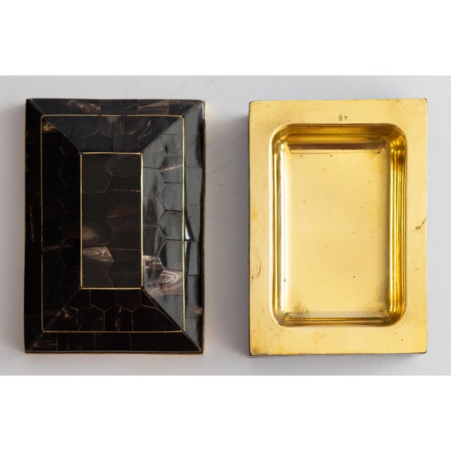 Bone Art Deco English Horn and Gilt Brass Box For Sale - Image 7 of 12