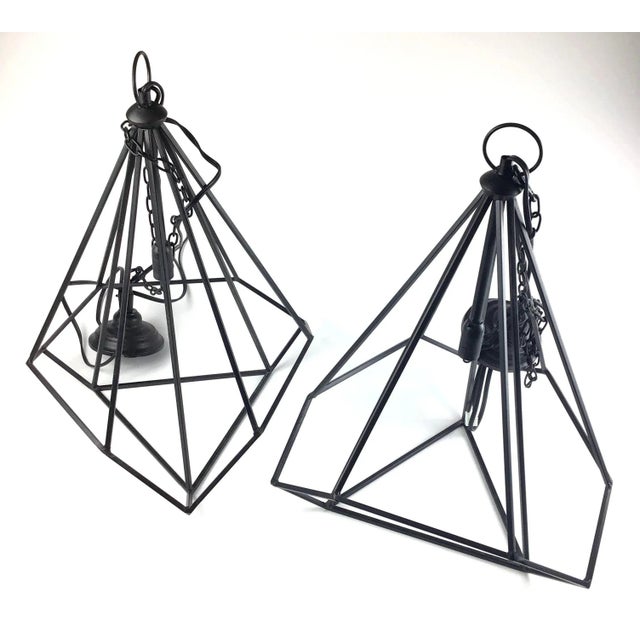 Black Modern Hanging Ceiling Chandeliers - a Pair For Sale - Image 12 of 12
