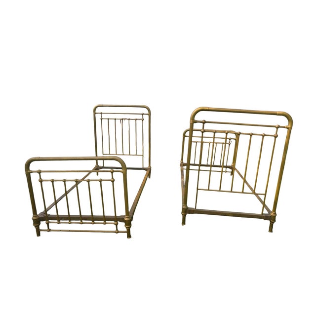 Late 19th Century Whitcomb Metallic Bedstead Co. Heavy Brass Twin Beds - A Pair For Sale - Image 14 of 18