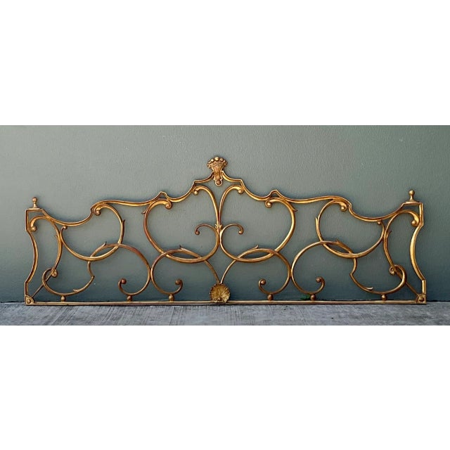 This vintage Italian Palladio gilt king scroll headboard captures the elegance of mid-20th-century Italian design. Crafted...