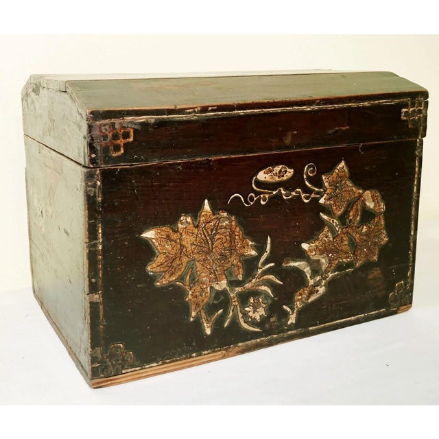 Brown Antique Chinese Hand-Painted Box, Circa Mid of 19th Century For Sale - Image 8 of 8