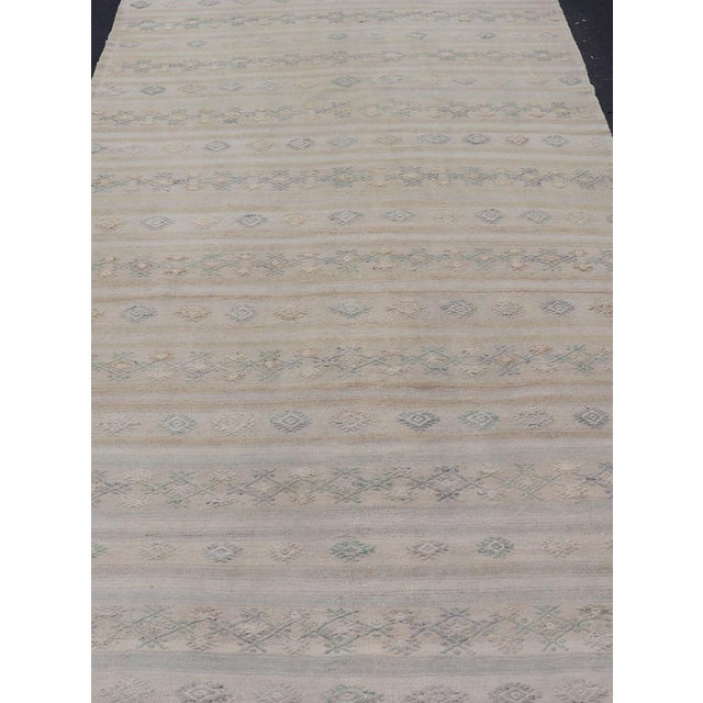 Textile Turkish Vintage Gallery Flat-Weave Kilim With Stripes and Embroideries For Sale - Image 7 of 12
