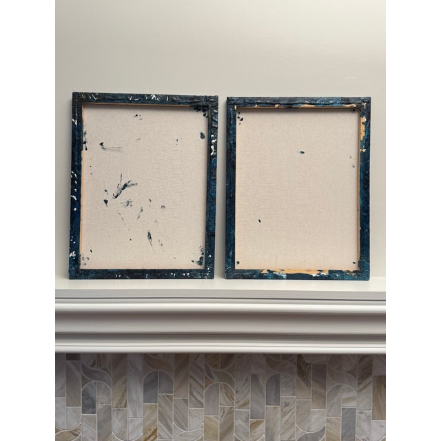 Vintage Contemporary Abstract Expressionist Original Oil Paintings, a Pair For Sale - Image 9 of 12