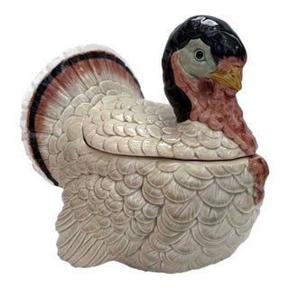 1940s Mid Century Modern Ceramic Turkey Tureen For Sale