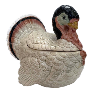 1940s Mid Century Modern Ceramic Turkey Tureen
