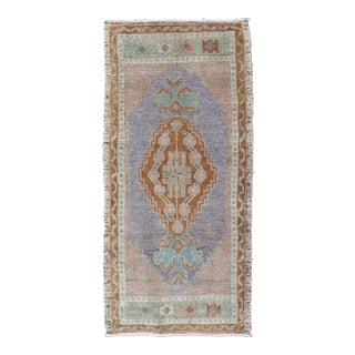 Vintage Turkish Oushak Rug With All-Over Sub-Geometric Medallion Design For Sale