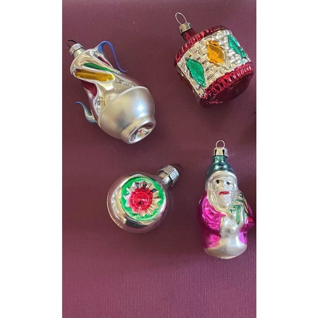 Metal Vintage Hand Blown Mercury Glass Christmas Ornaments, 6 Pieces For Sale - Image 7 of 12