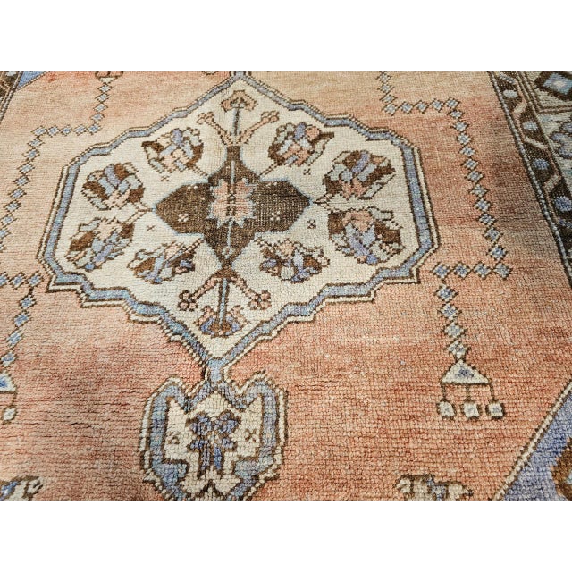 Vintage Turkish Oushak Area Rug, Hand-Knotted Wool, Blue & Tan, 4' x 6' For Sale - Image 13 of 15