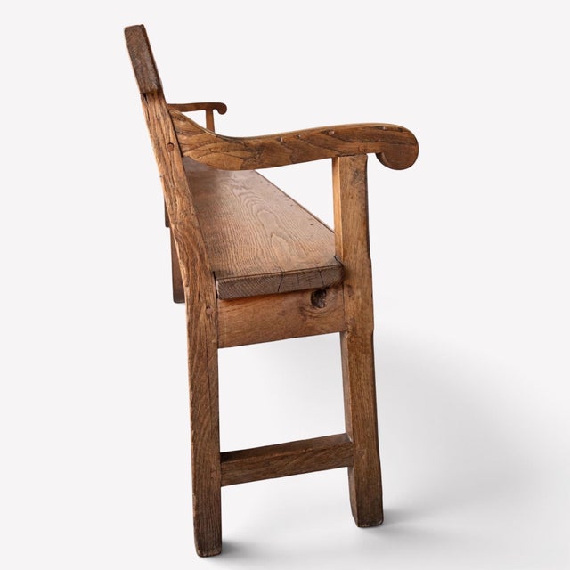 Early 19th Century 19th Century French Oak Open Arm Bench For Sale - Image 5 of 10