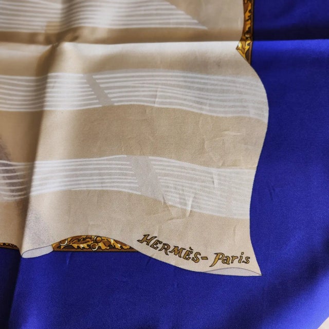 Late 20th Century Vintage Hermès Silk Scarf Hilton McConnico Souvenirs De Paris For Sale - Image 5 of 12