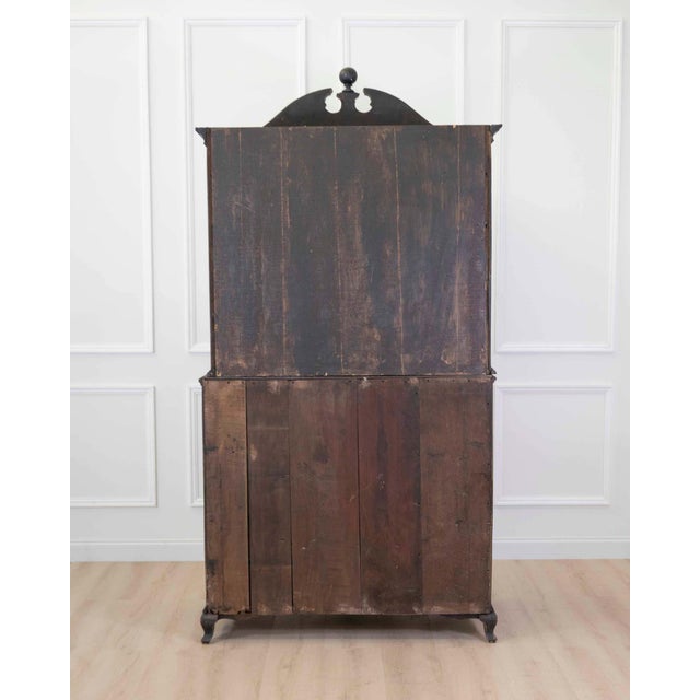 Scandinavian 18th Century Black-Painted Carved Bureau For Sale - Image 9 of 10
