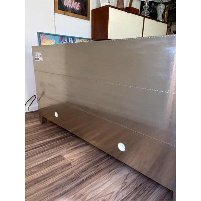 1980s Bernhardt Interiors "Fleur" Credenza in German Silver & Reclaimed Teak For Sale - Image 13 of 18