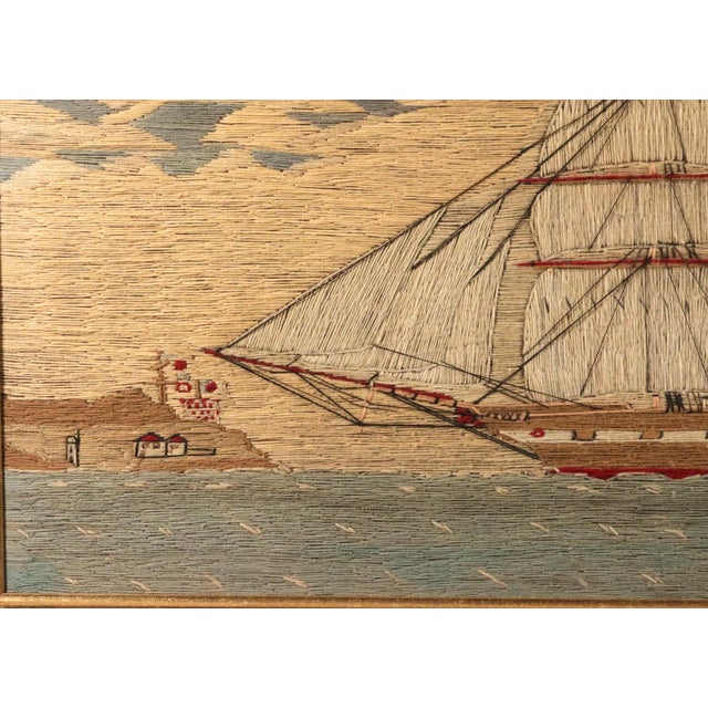 Textile Grand Sailor’s Woolwork of the Tea Clipper Fiery Cross For Sale - Image 7 of 8