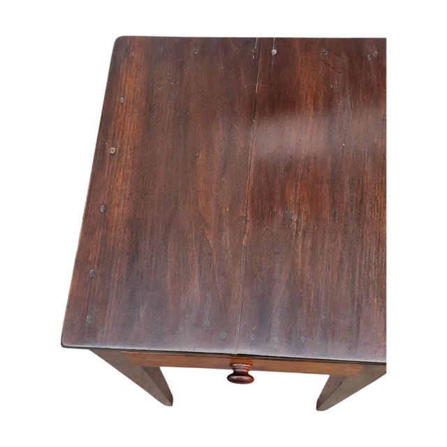 19th Century 19th C Sheraton Walnut Side Table Pegged Tapered Legs New England Antique For Sale - Image 5 of 12