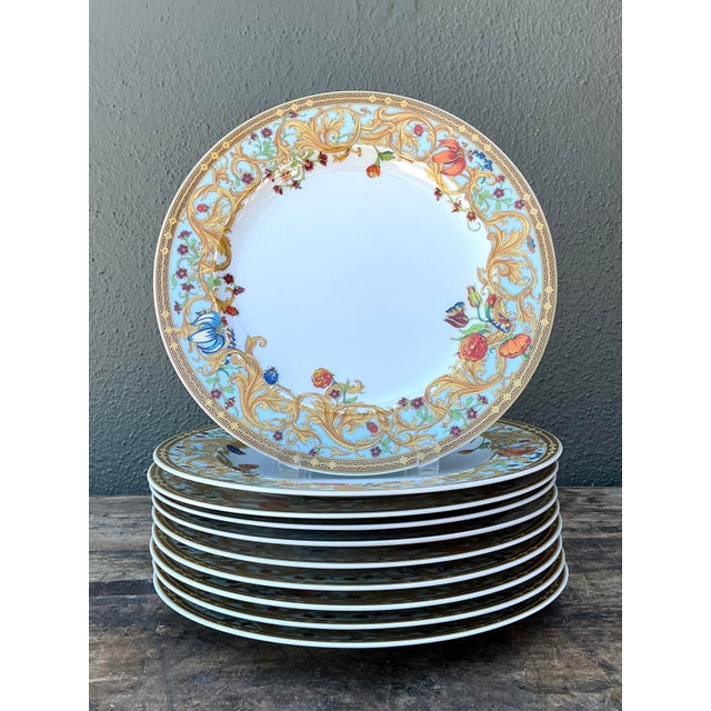 Vintage “Les Jardin De Versace” for Rosenthal Dinner Plates Z- Set of 10 For Sale In West Palm - Image 6 of 12
