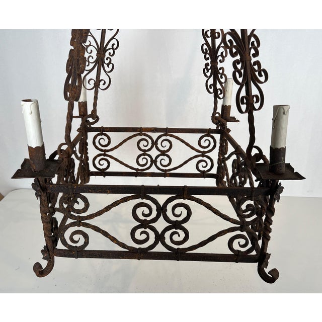 Gothic Style 8-arm Wrought Iron Chandelier. Circa 1950 For Sale - Image 10 of 12
