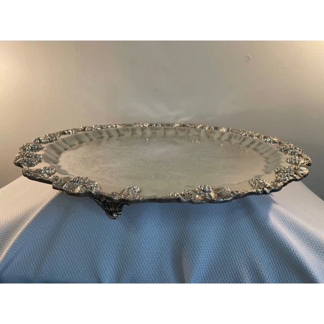 1920s Large English Silverplated Serving Tray Platter For Sale - Image 4 of 13