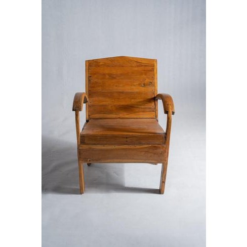 Small Asian Armchair with Upcycled Wooden Slats For Sale - Image 5 of 18