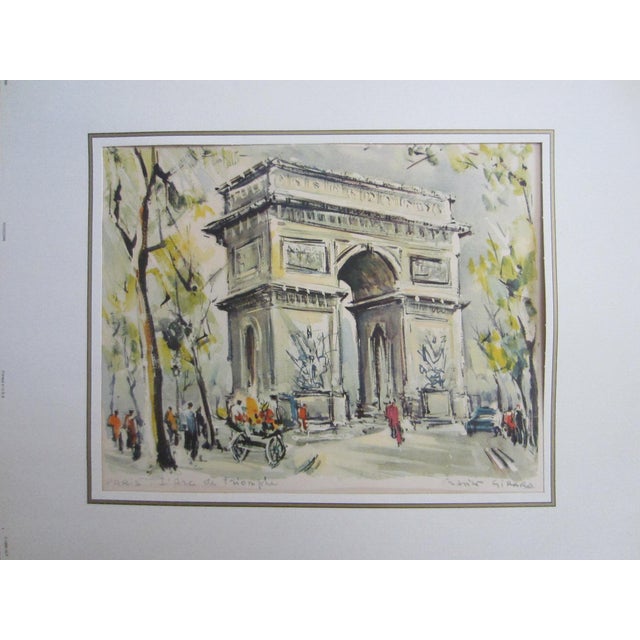 French Marius Girard is a notable 19 century artist. Inscribed, Paris L' Arc De Triomphe, with artist signature print. In...