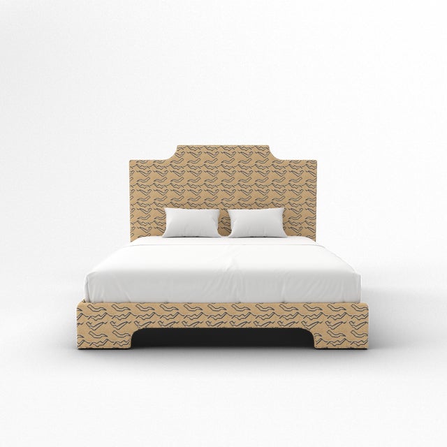Elevate your bedroom with this luxurious upholstered bed, available exclusively on Chairish. Expertly crafted in the USA...