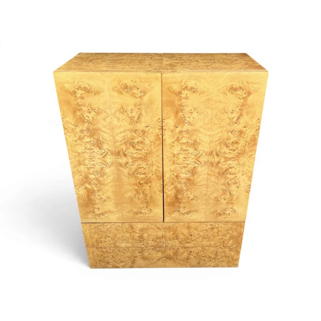 1970s 1970s Double Door Burl Wood Armoire Wardrobe in a Manner of Milo Baughman For Sale - Image 5 of 13